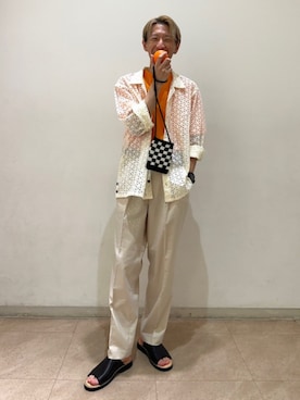 「SHIPS any（シップス エニィ）のアイテム（スラックス）」を使った、徳山さん（メンズ・177cm）の春コーディネート