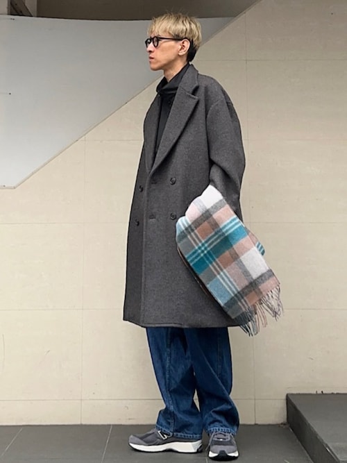SHIPS any: ウール リバーシブル チェック マフラー 24FW◇