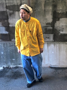 「ロールアップ」｜「アイテム（キャスケット）」を使った、Arukot:      さん（メンズ・177cm）の春コーディネート