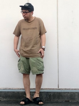 「刺繍Tシャツ」｜Arukot:      さん（メンズ・177cm）の夏コーディネート