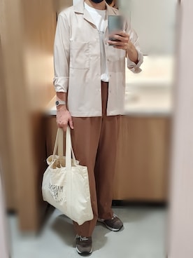 「PLST（プラステ）のアイテム（トップス）」を使った、ひろきさん（メンズ・175cm）の春コーディネート