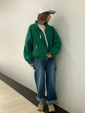 「ペインターパンツ」｜「アイテム（ブルゾン）」を使った、mihotakematsuさん（レディース・156cm）の冬コーディネート