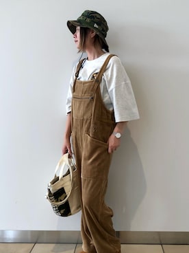 「AVIREX（アヴィレックス）のアイテム（オールインワン・サロペット）」を使った、mihotakematsuさん（レディース・156cm）の夏コーディネート