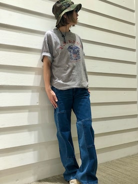 「リメイクデニム」｜「アイテム（トップス）」を使った、mihotakematsuさん（レディース・156cm）の夏コーディネート