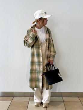 「シャツジャケット」｜「アイテム（オールインワン・サロペット）」を使った、mihotakematsuさん（レディース・156cm）の秋コーディネート
