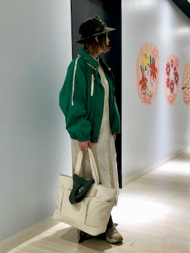 「シャツワンピ」｜「アイテム（ブルゾン）」を使った、mihotakematsuさん（レディース・156cm）の春コーディネート