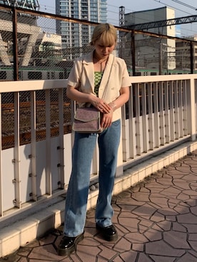 「ダブルボタン」｜「アイテム（アクセサリー）」を使った、KANONさん（レディース・158cm）の夏コーディネート