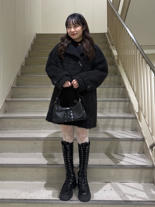 jouetie ストレッチレースアップロングブーツ ブラック 箱付き jouetie（ジュエティ） ブーツ ストレッチレースアップロングブーツ