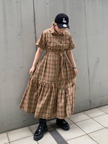 ジュエティ ワンピース ハーフスリーブカラーステッチロングワンピース｜ジュエティ