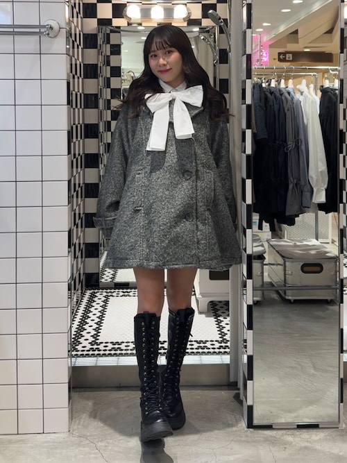 セール】ストレッチレースアップロングブーツ 厚底 靴 冬服（ブーツ