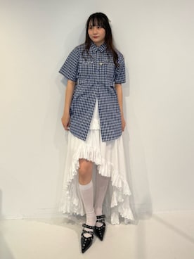「jouetie（ジュエティ）のハトメポインテッドパンプス（パンプス、ブラック系）」を使った、KANONさん（レディース・158cm）の春コーディネート