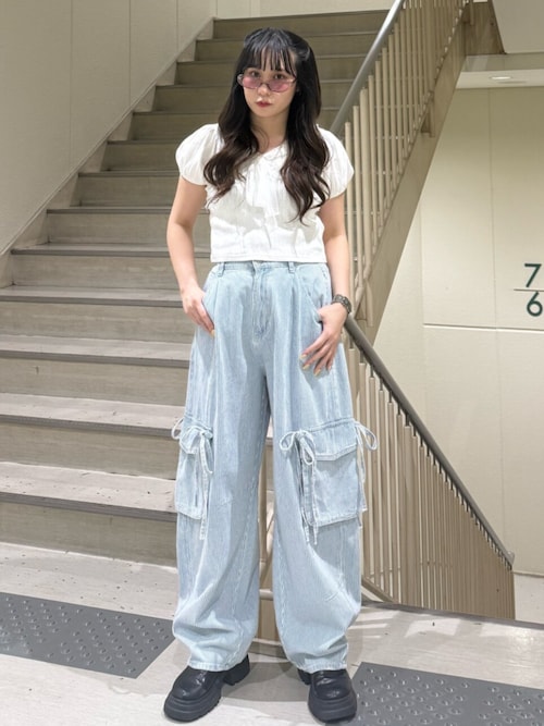 ルーズポケットリボンデニム【セットアップ対応】（デニムパンツ