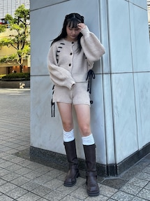 バイカラーステッチニットカーディガン【セットアップ対応