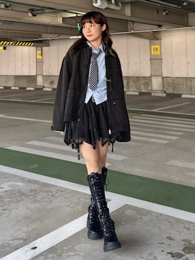 「アイテム（デニムスカート）」を使った、KANONさん（レディース・158cm）の秋コーディネート
