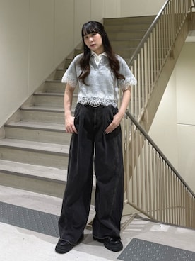 「jouetie（ジュエティ）のストレッチレースアップロングブーツ（ブーツ、ブラック系）」を使った、KANONさん（レディース・158cm）の夏コーディネート