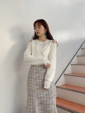 「肌見せ」｜「アイテム（その他アウター）」を使った、mikako さん（レディース・153cm）の冬コーディネート
