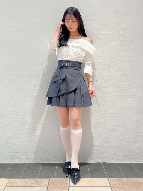 レイヤードプリーツミニスカート レイヤードプリーツミニスカート(S BEIGE): BOTTOM