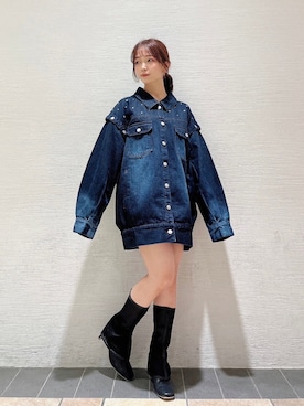 「dazzlin（ダズリン）のアイテム（デニムジャケット）」を使った、mikako さん（レディース・153cm）の夏コーディネート