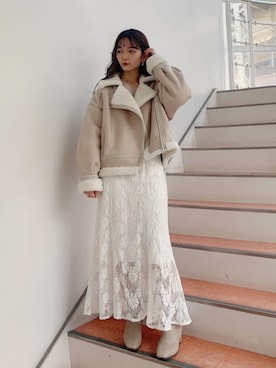 「マーメイド」｜「アイテム（ブルゾン）」を使った、mikako さん（レディース・153cm）の秋コーディネート