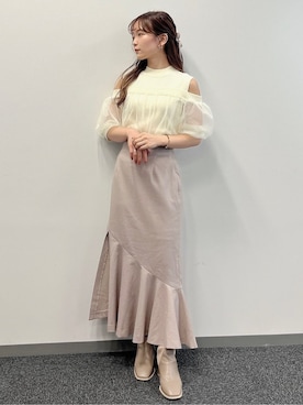 「消えそうな色コーデ」｜「アイテム（ブーツ）」を使った、mikako さん（レディース・153cm）の夏コーディネート