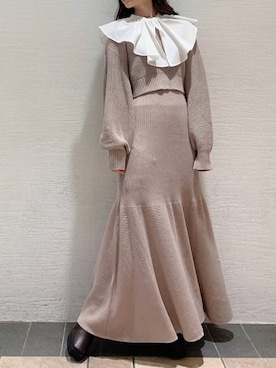 「消えそうな色コーデ」｜「アイテム（ワンピース/ドレス）」を使った、mikako さん（レディース・153cm）の冬コーディネート
