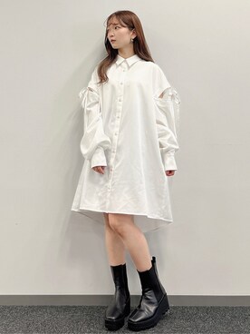 「消えそうな色コーデ」｜「アイテム（ブーツ）」を使った、mikako さん（レディース・153cm）の夏コーディネート