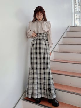 「ビスチェコーデ」｜「アイテム（ワンピース/ドレス）」を使った、mikako さん（レディース・153cm）の冬コーディネート