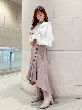 「消えそうな色コーデ」｜「アイテム（ブーツ）」を使った、mikako さん（レディース・153cm）の秋コーディネート
