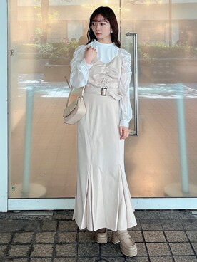 「消えそうな色コーデ」｜「アイテム（ワンピース/ドレス）」を使った、mikako さん（レディース・153cm）の春コーディネート