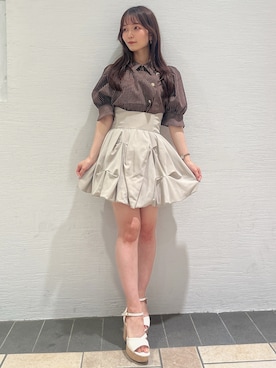 「バルーンスカート」｜mikako さん（レディース・154cm）の夏コーディネート