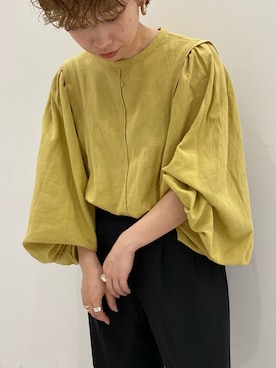 「Ungrid（アングリッド）のショルダータックブラウス（シャツ/ブラウス）」を使った、岸本安純さん（レディース・152cm）の春コーディネート