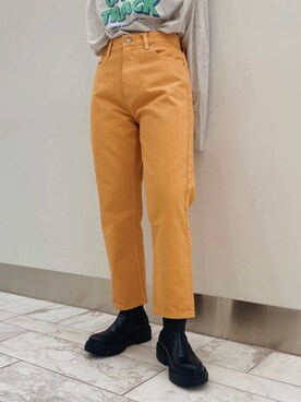 「Ungrid（アングリッド）のロゴロングスリーブTee（Tシャツ/カットソー）」を使った、岸本安純さん（レディース・152cm）の春コーディネート