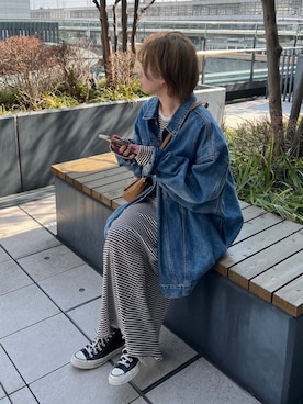 「Ungrid（アングリッド）のアイテム（ジャケット/アウター）」を使った、岸本安純さん（レディース・152cm）の冬コーディネート