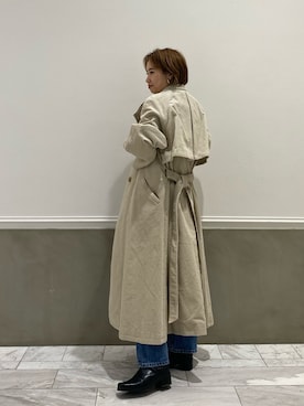 「Ungrid（アングリッド）のハイネックコーデュロイロングコート（その他アウター）」を使った、岸本安純さん（レディース・152cm）の冬コーディネート