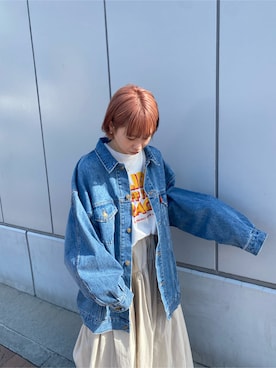 「Ungrid（アングリッド）のロゴロングスリーブTee（Tシャツ/カットソー）」を使った、岸本安純さん（レディース・152cm）の冬コーディネート