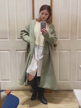 「ダズリン」｜「アイテム（その他アウター）」を使った、yuki さん（レディース・157cm）の冬コーディネート