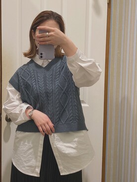 「Vネック」｜yuki さん（レディース・157cm）の冬コーディネート