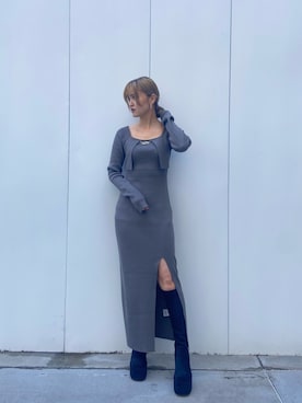 「スリットワンピース」｜kasumiさん（レディース・156cm）の冬コーディネート