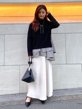 「ナロースカート」｜「アイテム（サンダル）」を使った、kasumiさん（レディース・156cm）の秋コーディネート