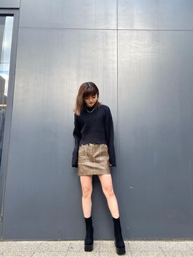 「EMODA（エモダ）のサイドゴアタンクブーツ（ブーツ）」を使った、kasumiさん（レディース・156cm）の秋コーディネート