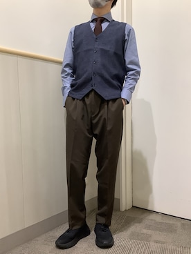 「アイテム（ビジネスシャツ）」を使った、BRICK HOUSE by Tokyo Shirts 筑紫野イオンモール店さん（メンズ・168cm）の秋コーディネート