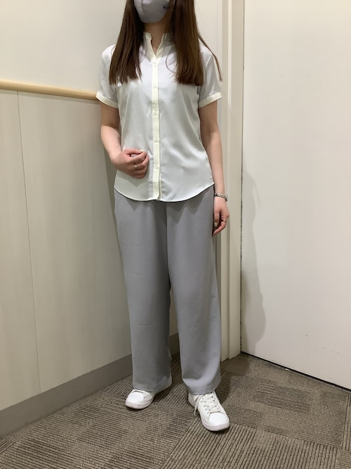COFREX 配色スキッパーブラウス 半袖 レディースデザインシャツ