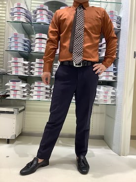 「アイテム（ビジネスシャツ）」を使った、BRICK HOUSE by Tokyo Shirts 筑紫野イオンモール店さん（メンズ・160cm）の秋コーディネート