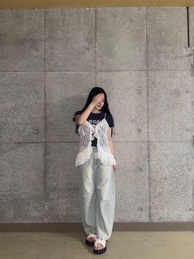 「カーブデニム」｜me さん（レディース・160cm）の夏コーディネート