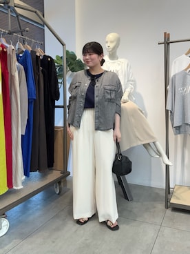 「Jena espace merveilleux（ジェナ　エスパスメルヴェイユ）のテンセルデニムジャケット（ベスト、グレー系）」を使った、ゆきんこさん（レディース・160cm）の春コーディネート