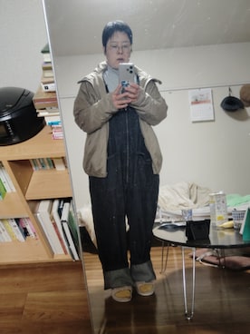 「アイテム（オールインワン・サロペット、ブラック系）」を使った、ururinnaiuさん（レディース・153cm）の冬コーディネート