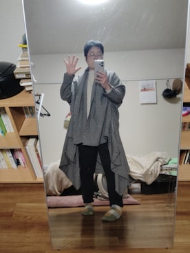 「アイテム（ノーカラーコート）」を使った、ururinnaiuさん（レディース・153cm）の冬コーディネート