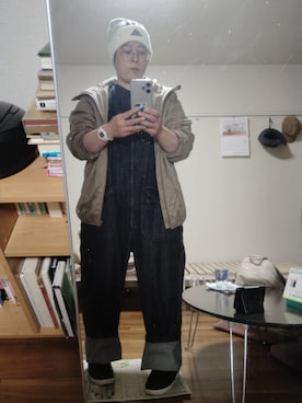 「アイテム（ナイロンジャケット）」を使った、ururinnaiuさん（レディース・153cm）の冬コーディネート