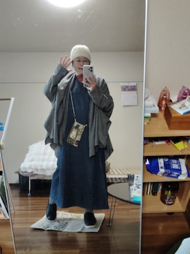 「アイテム（ノーカラーコート）」を使った、ururinnaiuさん（レディース・153cm）の秋コーディネート