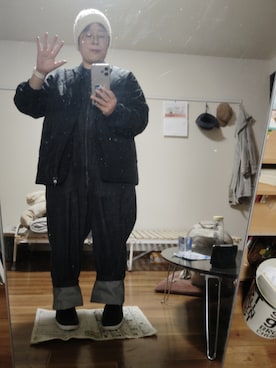 「アイテム（サロペット/オーバーオール）」を使った、ururinnaiuさん（レディース・153cm）の冬コーディネート